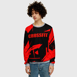 Свитшот мужской Кроссфит - красная абстракция, цвет: 3D-меланж — фото 2