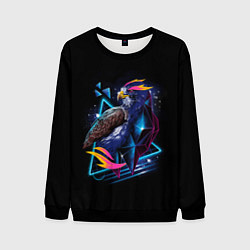 Свитшот мужской Неоновая птица - Арт, цвет: 3D-черный