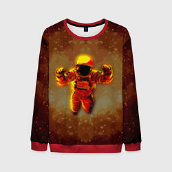 Свитшот мужской Космонавт в пылающем космосе, цвет: 3D-красный