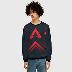 Свитшот мужской Красный символ Apex Legends на темном фоне со стре, цвет: 3D-черный — фото 2
