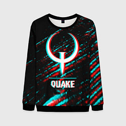 Свитшот мужской Quake в стиле glitch и баги графики на темном фоне, цвет: 3D-черный