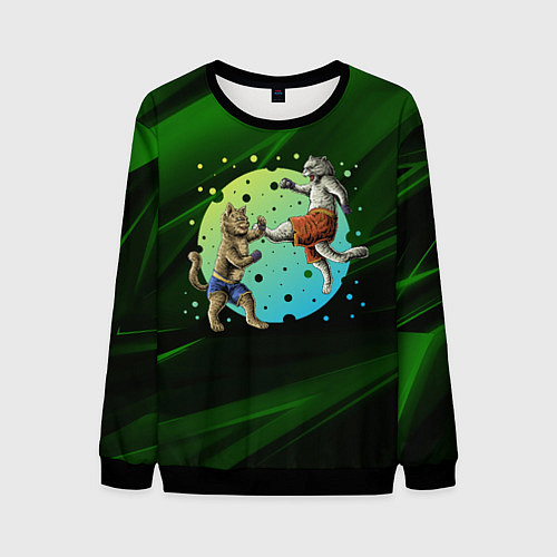 Мужской свитшот Кошачий бой - карате / 3D-Черный – фото 1