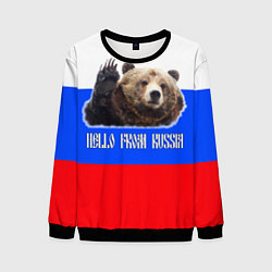 Мужской свитшот Привет из России - медведь и триколор