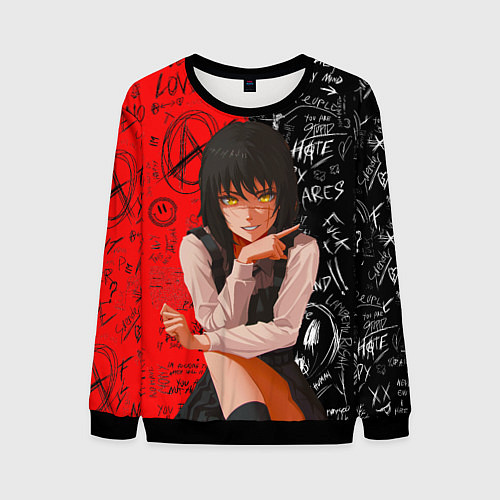 Мужской свитшот Митака демон войны - человек бензопила / 3D-Черный – фото 1