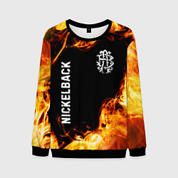 Свитшот мужской Nickelback и пылающий огонь, цвет: 3D-черный