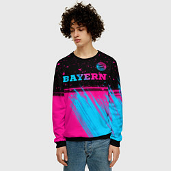 Свитшот мужской Bayern - neon gradient: символ сверху, цвет: 3D-черный — фото 2