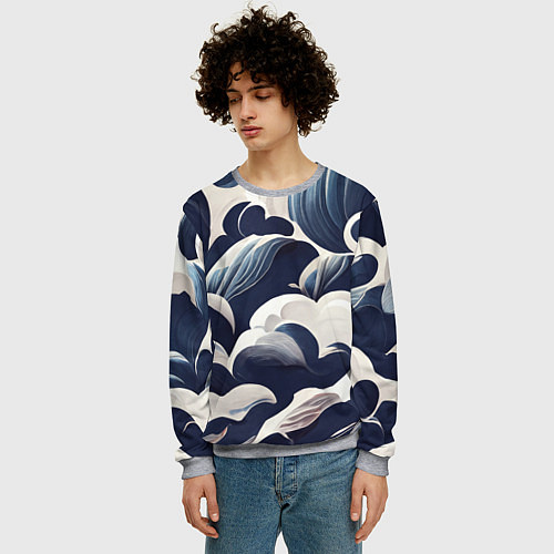 Мужской свитшот Узоры из облаков / 3D-Меланж – фото 3