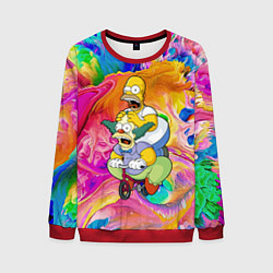 Свитшот мужской Гомер Симпсон и клоун Красти едут на детском велос, цвет: 3D-красный