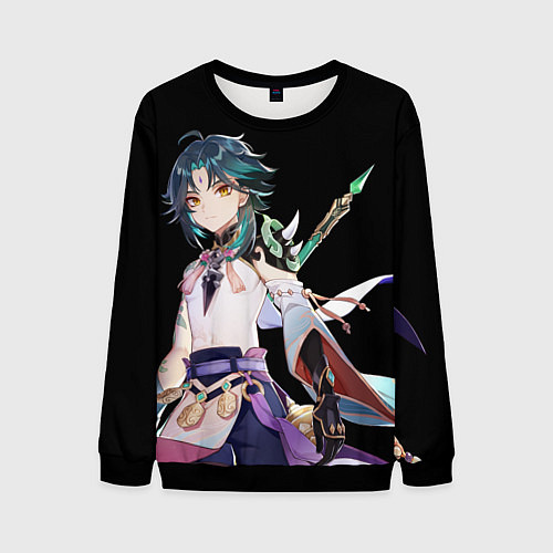 Мужской свитшот Адепт Сяо - Минимализм / 3D-Черный – фото 1