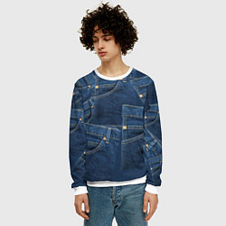 Свитшот мужской Джинсовка jeans, цвет: 3D-белый — фото 2