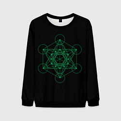Мужской свитшот Куб Метатрона на чёрном фоне