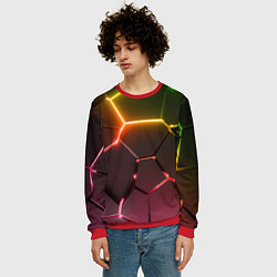 Свитшот мужской Неоновые радужные плиты, цвет: 3D-красный — фото 2