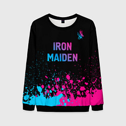 Свитшот мужской Iron Maiden - neon gradient: символ сверху, цвет: 3D-черный