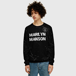 Свитшот мужской Marilyn Manson glitch на темном фоне: символ сверх, цвет: 3D-черный — фото 2