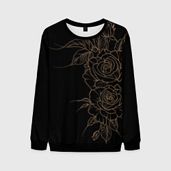 Свитшот мужской Элегантные розы на черном фоне, цвет: 3D-черный