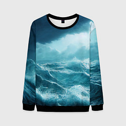 Свитшот мужской Буря в море, цвет: 3D-черный