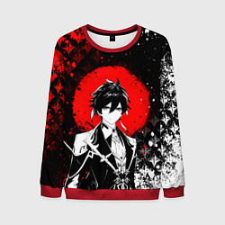Свитшот мужской Джун Ли - Мрачный геншин, цвет: 3D-красный