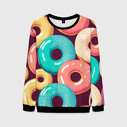 Свитшот мужской Пончики и только пончики, цвет: 3D-черный