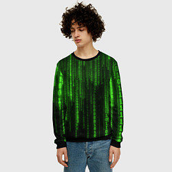 Свитшот мужской Двоичный код зеленый, цвет: 3D-черный — фото 2