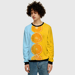 Свитшот мужской Круглые апельсинки, цвет: 3D-черный — фото 2