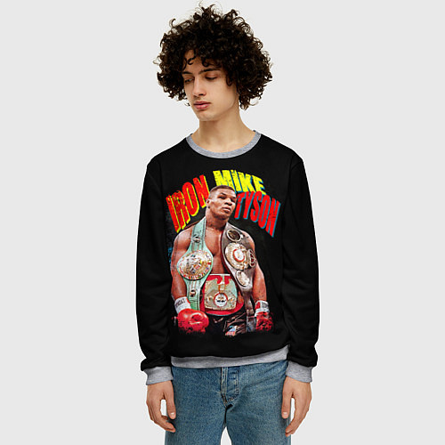 Мужской свитшот Майк Тайсон боксер / 3D-Меланж – фото 3