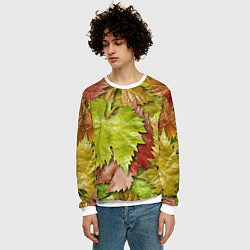 Свитшот мужской Осенние листья клёна - паттерн, цвет: 3D-белый — фото 2