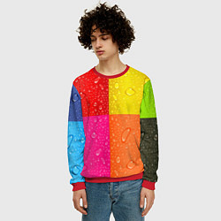 Свитшот мужской Капли дождя на цветных подложках - паттерн, цвет: 3D-красный — фото 2