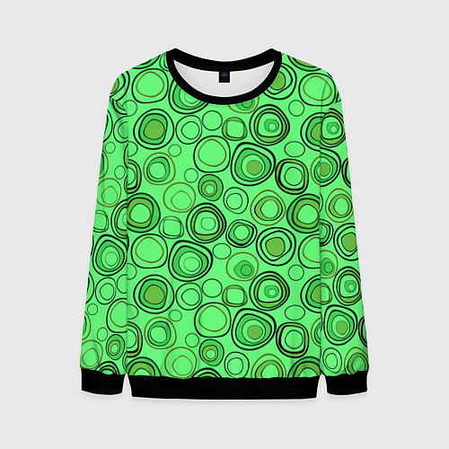 Мужской свитшот Ярко-зеленый неоновый абстрактный узор / 3D-Черный – фото 1
