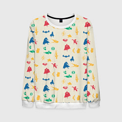 Свитшот мужской Паттерн с Супер питомцами DC Лига Суперпитомцы, цвет: 3D-белый