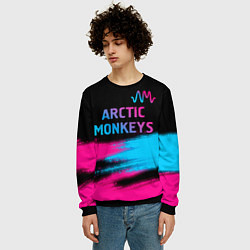Свитшот мужской Arctic Monkeys - neon gradient: символ сверху, цвет: 3D-черный — фото 2