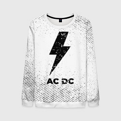 Свитшот мужской AC DC с потертостями на светлом фоне, цвет: 3D-белый
