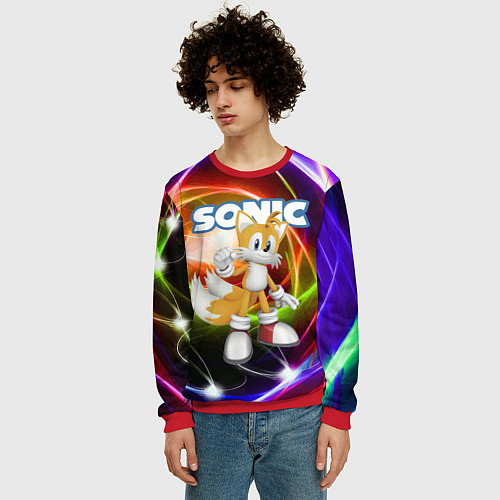 Мужской свитшот Майлз Тейлз Прауэр - Sonic - Видеоигра / 3D-Красный – фото 3