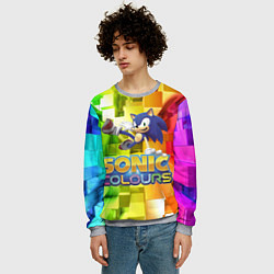 Свитшот мужской Sonic Colours - Hedgehog - Video game, цвет: 3D-меланж — фото 2