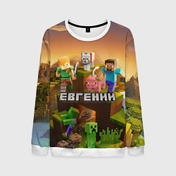 Свитшот мужской Евгений Minecraft, цвет: 3D-белый