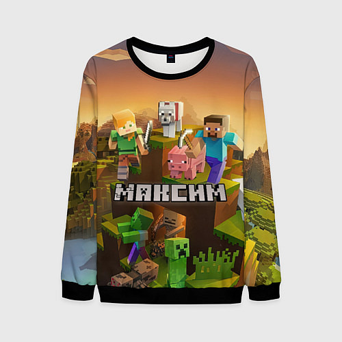 Мужской свитшот Максим Minecraft / 3D-Черный – фото 1