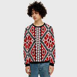 Свитшот мужской Вышивка геометрический узор крест, цвет: 3D-черный — фото 2