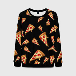 Свитшот мужской Куски пиццы на черном фоне, цвет: 3D-черный