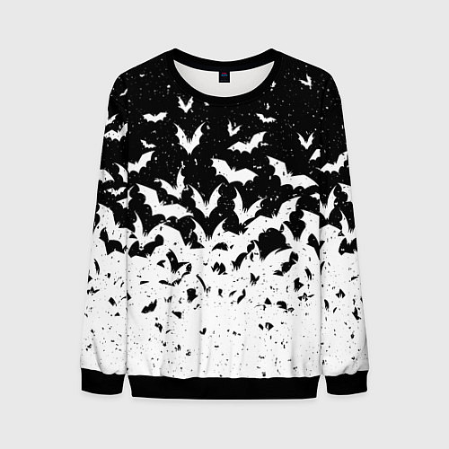Мужской свитшот Black and white bat pattern / 3D-Черный – фото 1