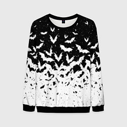 Свитшот мужской Black and white bat pattern, цвет: 3D-черный