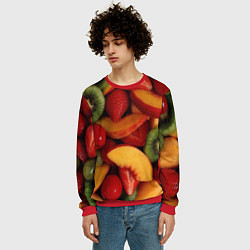 Свитшот мужской Фруктово ягодный фон, цвет: 3D-красный — фото 2