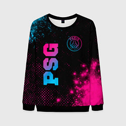 Свитшот мужской PSG - neon gradient: надпись, символ, цвет: 3D-черный