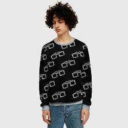 Свитшот мужской Модные очки черно-белый узор, цвет: 3D-меланж — фото 2