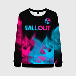 Свитшот мужской Fallout - neon gradient: символ сверху, цвет: 3D-черный