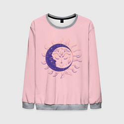 Свитшот мужской Спящие солнце и месяц в стиле модерн, цвет: 3D-меланж