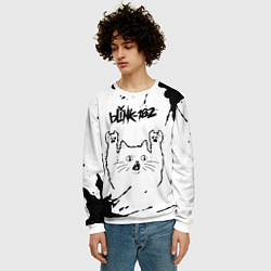 Свитшот мужской Blink 182 рок кот на светлом фоне, цвет: 3D-белый — фото 2