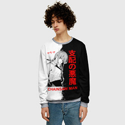 Свитшот мужской Макима - Черно-белый - Человек бензопила, цвет: 3D-меланж — фото 2