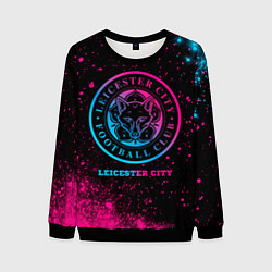 Свитшот мужской Leicester City - neon gradient, цвет: 3D-черный