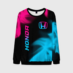 Свитшот мужской Honda - neon gradient: надпись, символ, цвет: 3D-черный