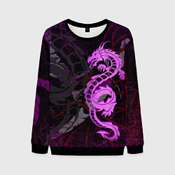 Свитшот мужской Неоновый дракон purple dragon, цвет: 3D-черный
