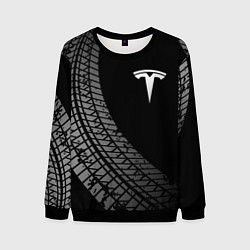 Свитшот мужской Tesla tire tracks, цвет: 3D-черный